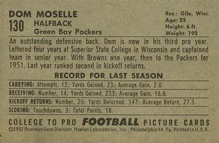 1952 Bowman Small #130 Dom Moselle Back