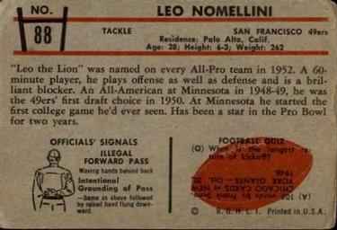 1953 Bowman #88 Leo Nomellini Back