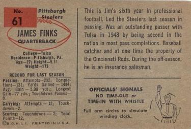 1954 Bowman #61 James Finks Back