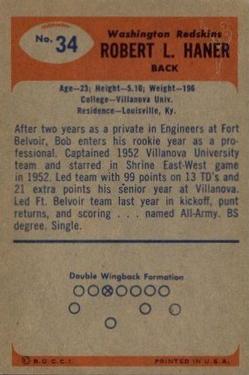 1955 Bowman #34 Bob Haner Back