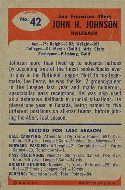 1955 Bowman #42 John H. Johnson Back
