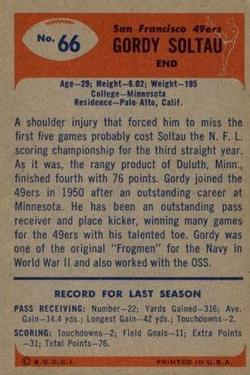 1955 Bowman #66 Gordy Soltau Back