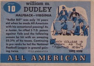 1955 Topps All-American #10 Bill Dudley Back