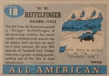 1955 Topps All-American #18 Pudge Heffelfinger Back