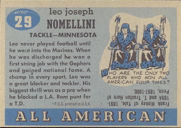 1955 Topps All-American #29 Leo Nomellini Back