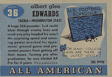 1955 Topps All-American #36 Turk Edwards Back