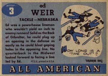 1955 Topps All-American #3 Ed Weir Back