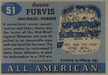 1955 Topps All-American #51 Duane Purvis Back