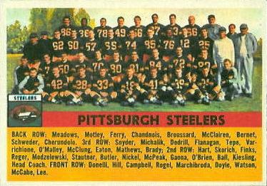 1956 Topps #63 Pittsburgh Steelers Front
