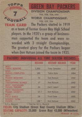 1956 Topps #7 Green Bay Packers Back