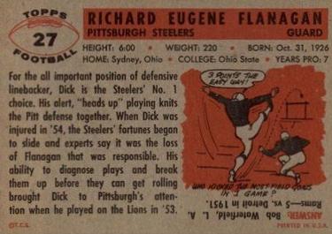 1956 Topps #27 Dick Flanagan Back