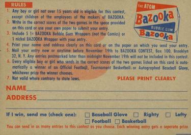 1956 Topps #NNO Contest Card B Back