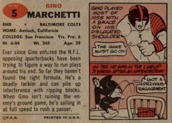 1957 Topps #5 Gino Marchetti Back