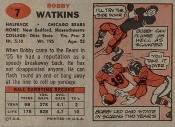 1957 Topps #7 Bobby Watkins Back