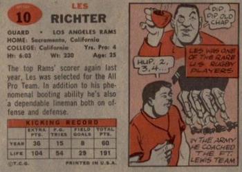 1957 Topps #10 Les Richter Back