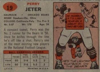 1957 Topps #19 Perry Jeter Back