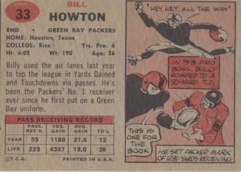 1957 Topps #33 Bill Howton Back