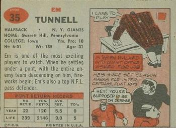 1957 Topps #35 Em Tunnell Back