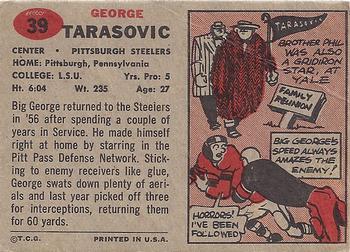 1957 Topps #39 George Tarasovic Back