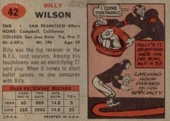 1957 Topps #42 Billy Wilson Back