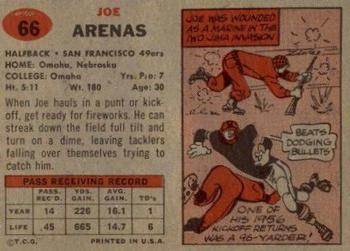 1957 Topps #66 Joe Arenas Back