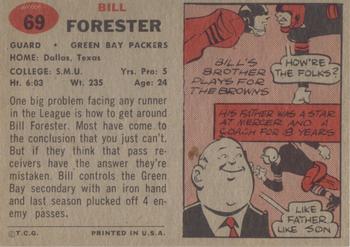 1957 Topps #69 Bill Forester Back