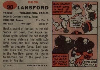 1957 Topps #90 Buck Lansford Back