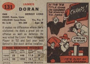 1957 Topps #131 Jim Doran Back