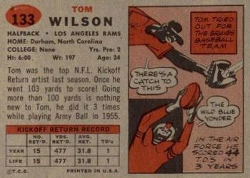 1957 Topps #133 Tom Wilson Back