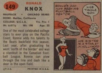 1957 Topps #149 Ronnie Knox Back