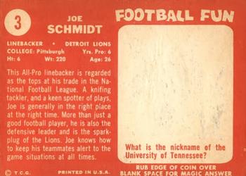 1958 Topps #3 Joe Schmidt Back