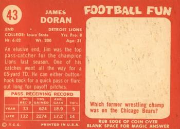 1958 Topps #43 Jim Doran Back