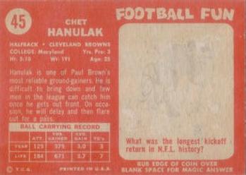 1958 Topps #45 Chet Hanulak Back
