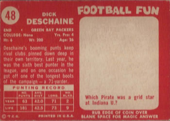 1958 Topps #48 Dick Deschaine Back