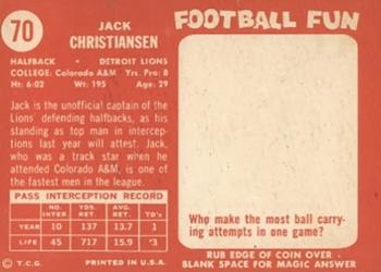 1958 Topps #70 Jack Christiansen Back