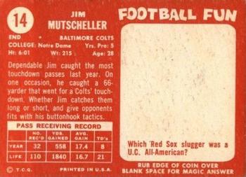1958 Topps #14 Jim Mutscheller Back