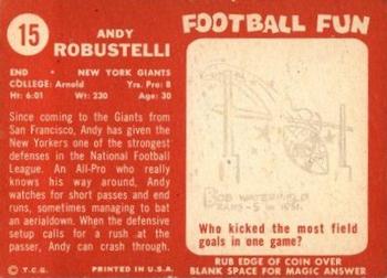 1958 Topps #15 Andy Robustelli Back