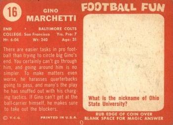 1958 Topps #16 Gino Marchetti Back