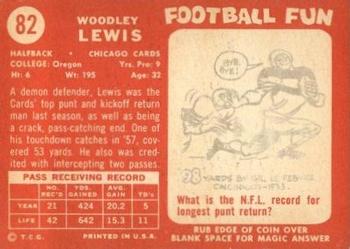 1958 Topps #82 Woodley Lewis Back