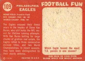 1958 Topps #109 Philadelphia Eagles Back