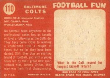 1958 Topps #110 Baltimore Colts Back