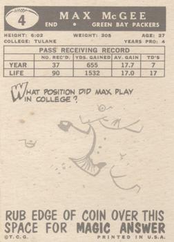 1959 Topps #4 Max McGee Back