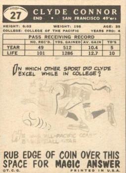 1959 Topps #27 Clyde Conner Back