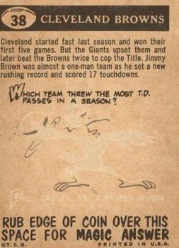 1959 Topps #38 Browns Pennant Back
