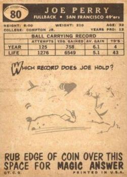 1959 Topps #80 Joe Perry Back