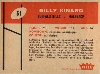1960 Fleer #51 Billy Kinard Back