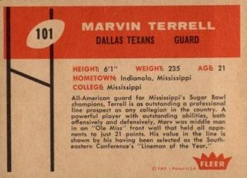 1960 Fleer #101 Marvin Terrell Back