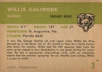 1961 Fleer #3 Willie Galimore Back