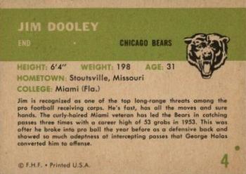 1961 Fleer #4 Jim Dooley Back