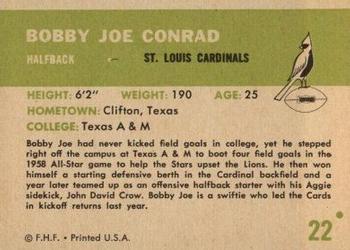 1961 Fleer #22 Bobby Joe Conrad Back